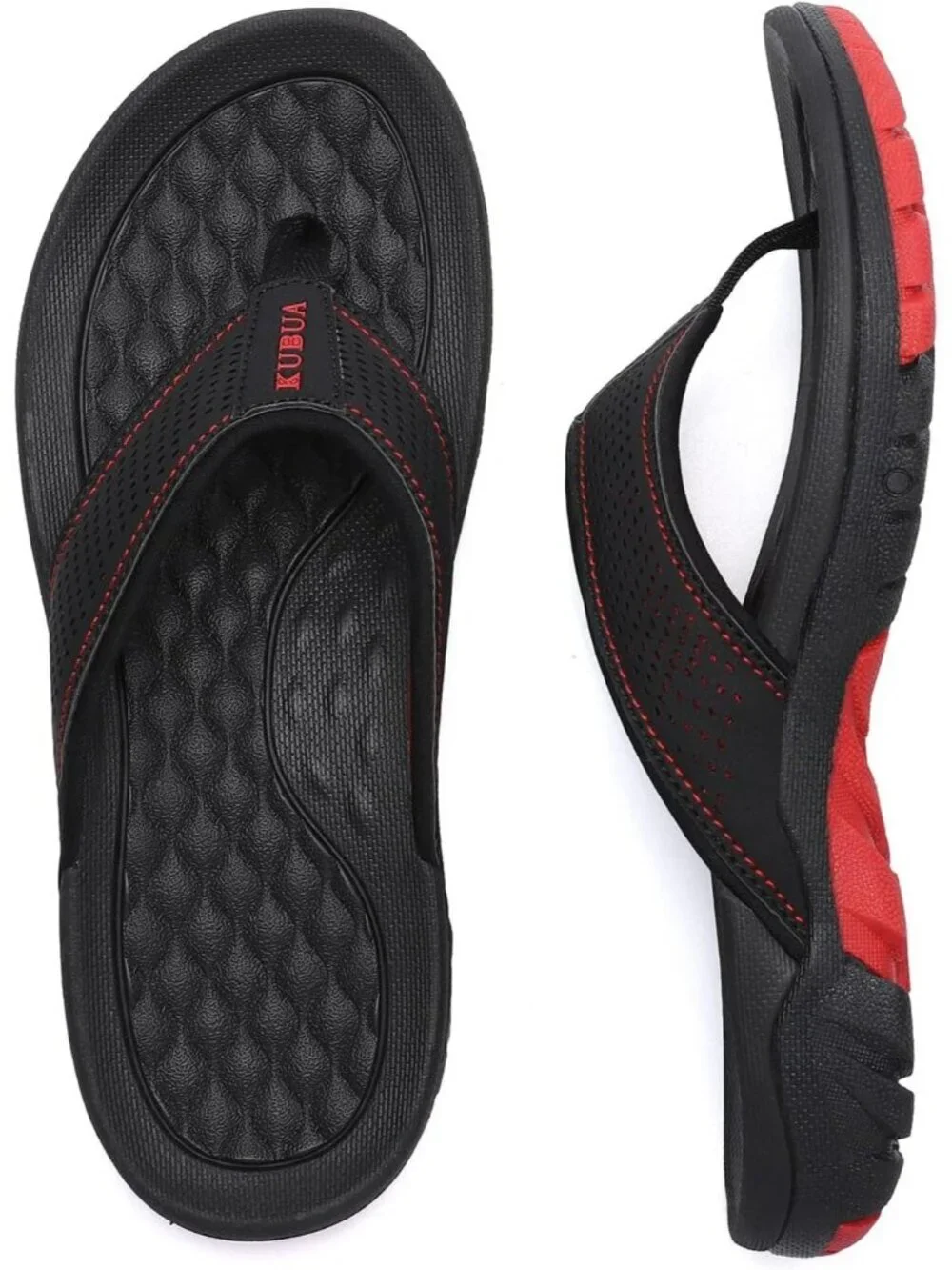Men's Black And Red Beach Flip-Flops Water Outdoor Athletic Thong Sandal Slipper